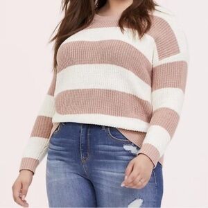 Torrid Pink and White Striped Sweater